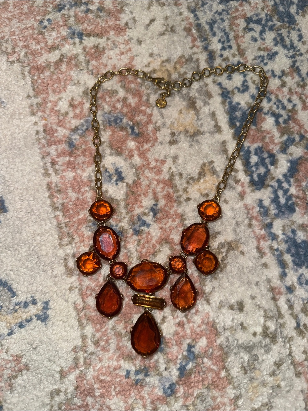 C.Wonder Gold-Tone Red and Orange Statement Necklace
